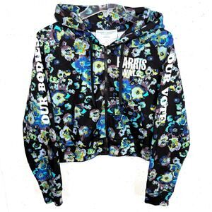 Ulla Johnson x Designers for Democracy Cotton Full Zip Hoodie Blue Floral Medium